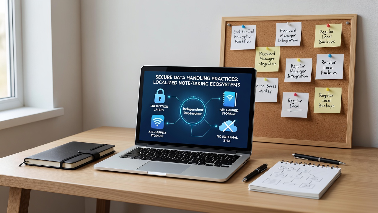 Data encryption and backup workflows in localized research note systems